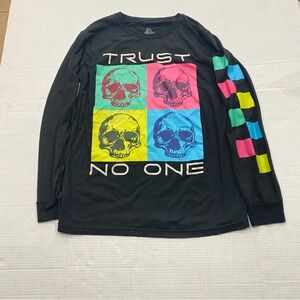 Launder Long-sleeve Tshirt Black With Skulls “Trust No One” Unisex M